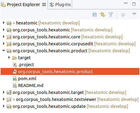 Location of the product definition file in the Project Explorer