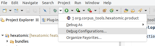 Open debug configurations