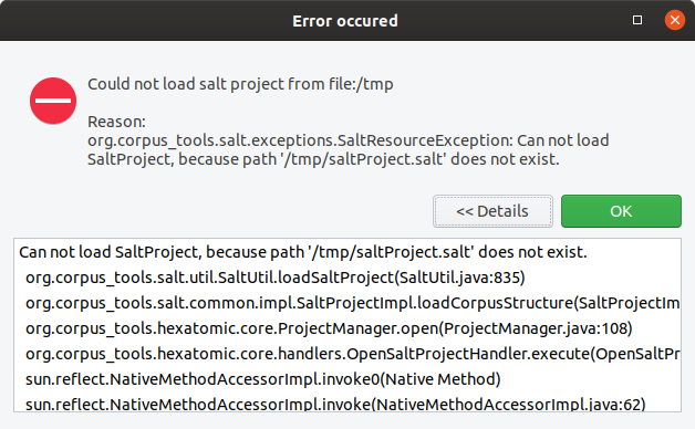 An example for an exception dialog