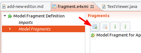 Adding a new model fragment in the editor