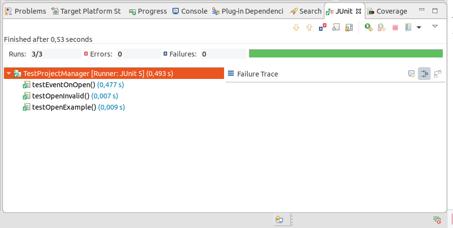 Eclipse JUnit test results