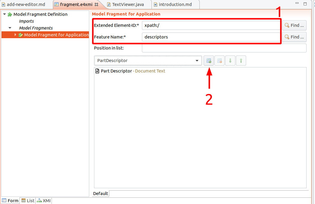 Edit model fragment properties