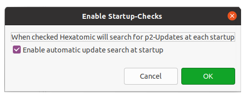 Check Enable automatic update search at startup