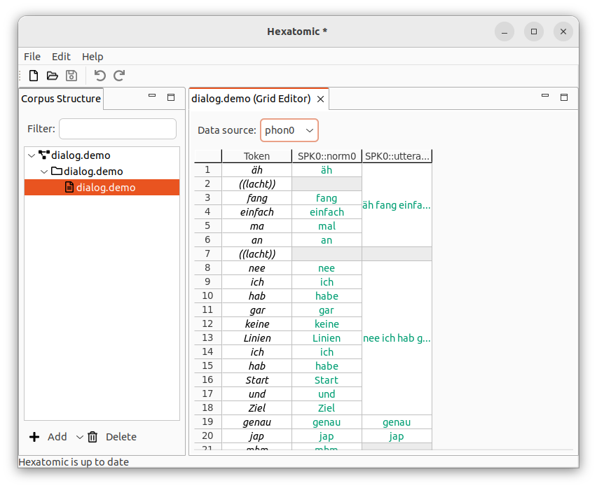 Grid editor with the openend document