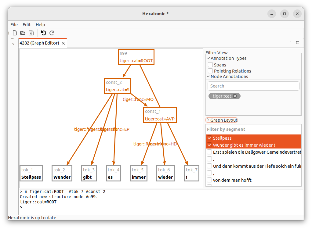 Adding a root node with the graph editor